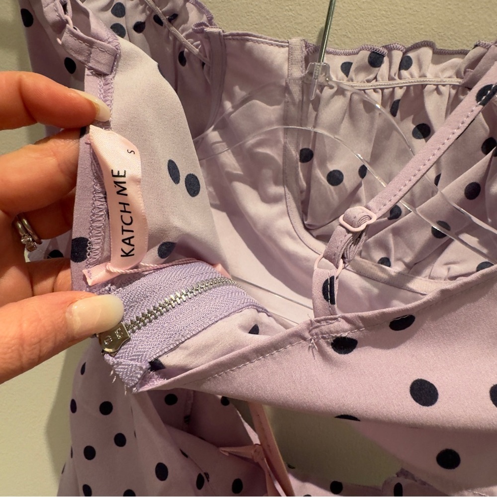 NWT- Katch Me Purple / Black Polka Dot Skirt Set Size Small - Picture 4 of 6